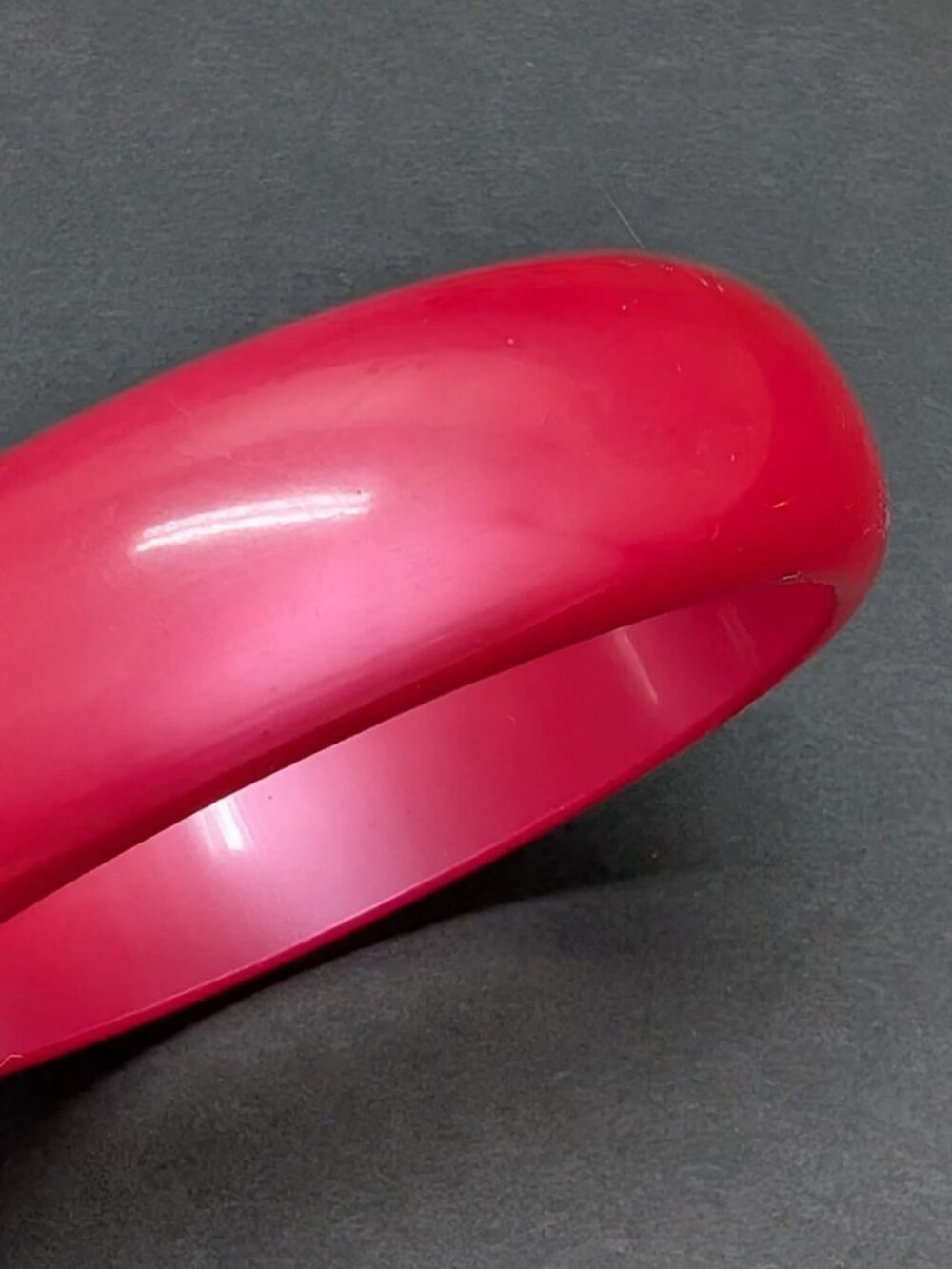 Vintage Lucite Bangle Chunky Bracelet Translucent PINK Red Mod Plastic